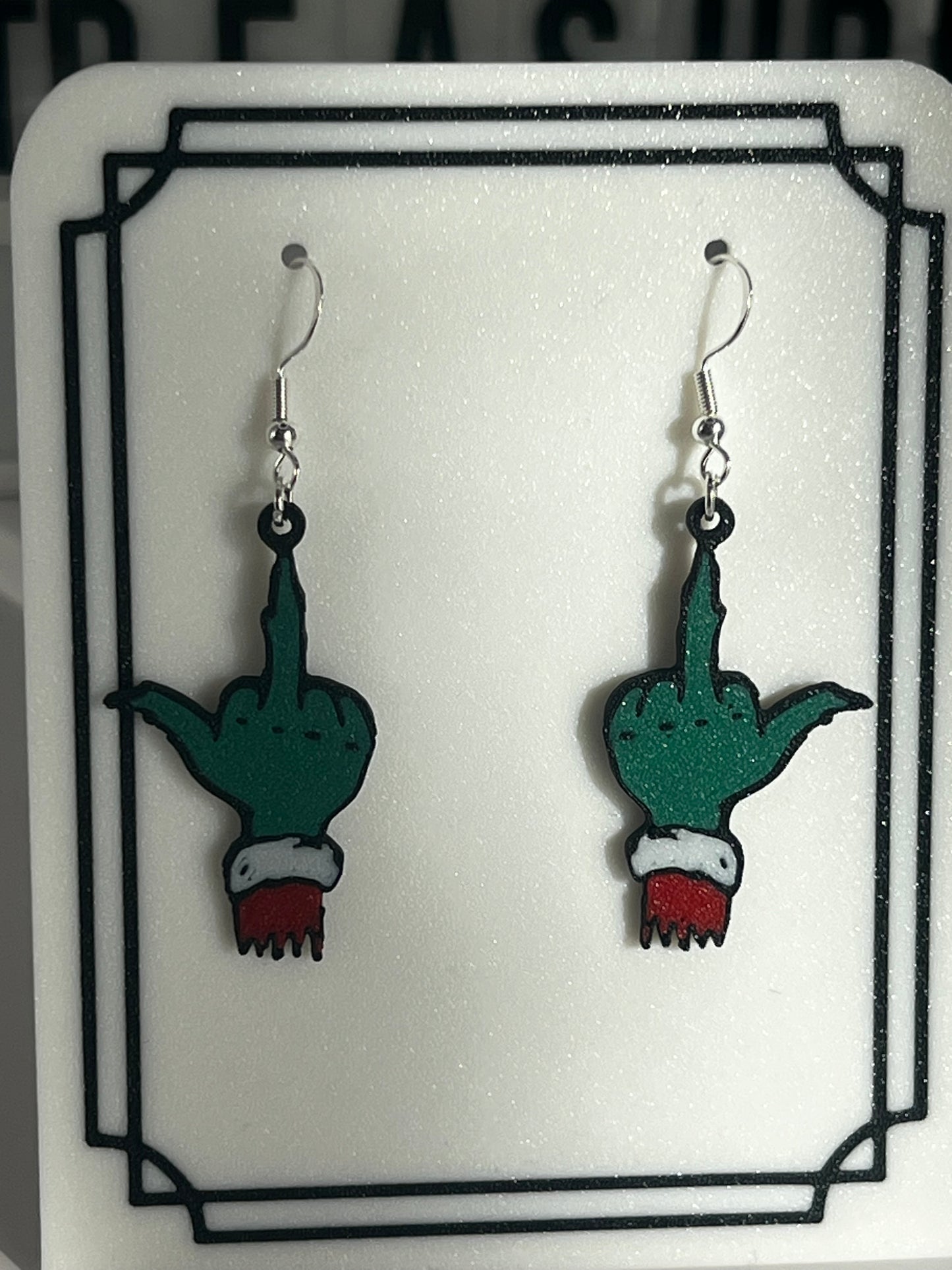 Costume Jewellery - Grumpy Grinch Finger Earrings