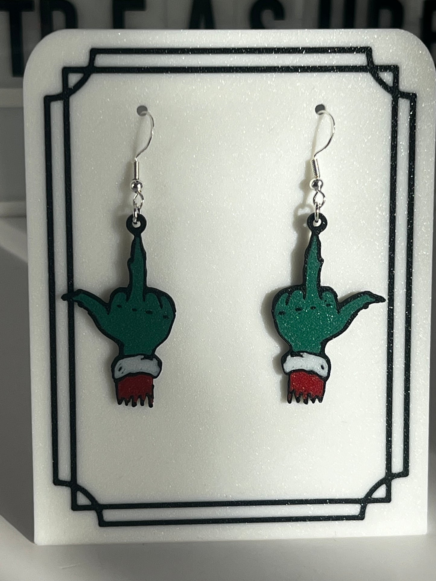 Costume Jewellery - Grumpy Grinch Finger Earrings