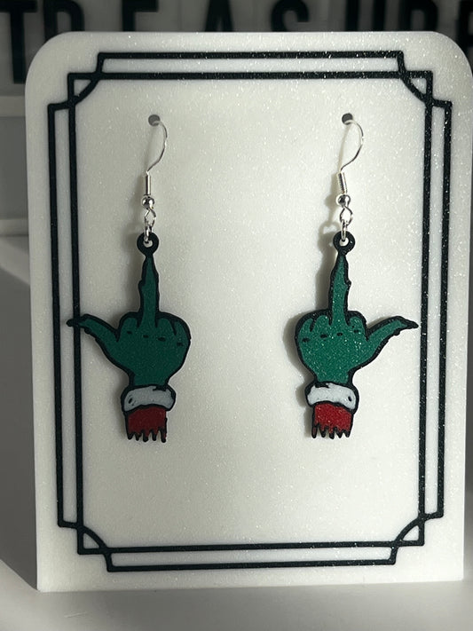 Costume Jewellery - Grumpy Grinch Finger Earrings