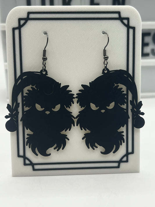 Costume Jewellery - Grumpy Grinch Earrings